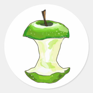 Sticker Rond Cartoon Green Apple (Granny Smith) Apple Core