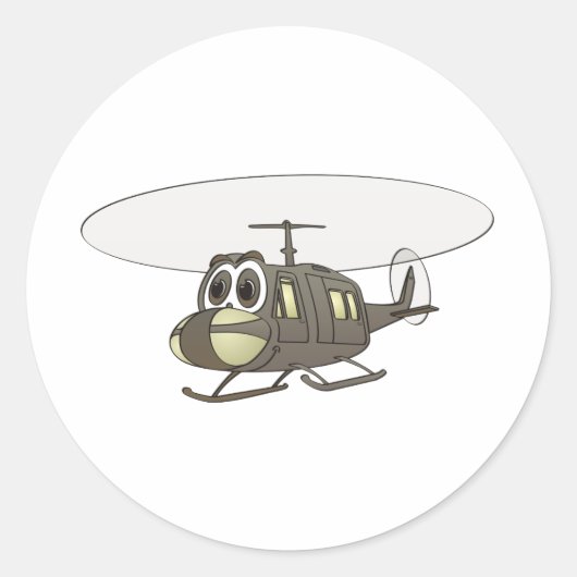 Sticker Rond Cartoon Huey Helicopter (Devant)