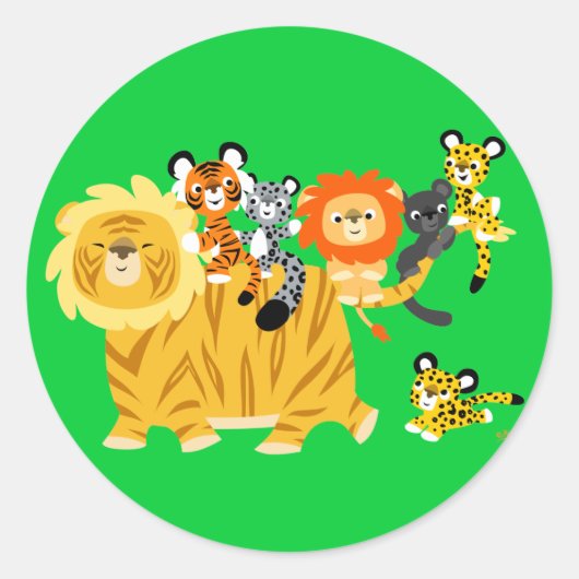 Sticker Rond Cartoon Liger et amis collant rond (Devant)