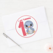 Sticker Rond Cartoon mignon bébé Emu Anniversaire (Enveloppe)