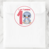 Sticker Rond Cartoon mignon bébé Emu Anniversaire (Sac)