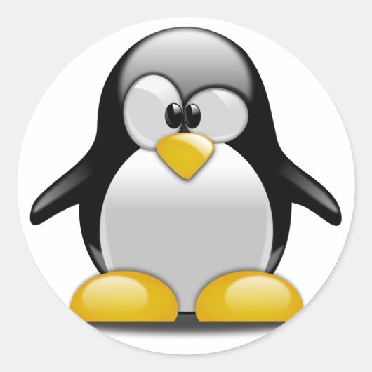 Sticker Rond Cartoon mignon bébé pingouin (Devant)