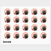 Sticker Rond Cartoon mignon Chat noir Enfants' Purr-fect Annive (Feuille)