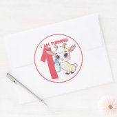 Sticker Rond Cartoon mignon chèvre bébé anniversaire (Enveloppe)