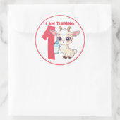 Sticker Rond Cartoon mignon chèvre bébé anniversaire (Sac)