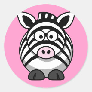 Sticker Rond Cartoon mignon Zebra