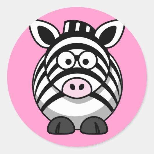 Sticker Rond Cartoon mignon Zebra (Devant)