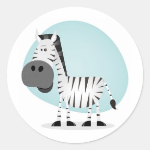 Sticker Rond Cartoon mignon Zebra
