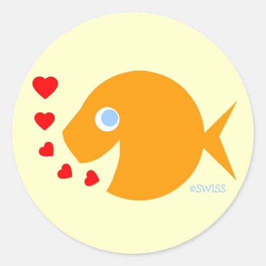 Sticker Rond Cartoon mignonStickers Amour Poisson Pour Valentin (Devant)