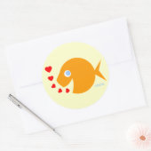 Sticker Rond Cartoon mignonStickers Amour Poisson Pour Valentin (Enveloppe)