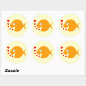 Sticker Rond Cartoon mignonStickers Amour Poisson Pour Valentin (Feuille)