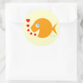Sticker Rond Cartoon mignonStickers Amour Poisson Pour Valentin (Sac)