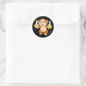 Sticker Rond Cartoon monkey with bananas (Sac)