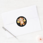 Sticker Rond Cartoon monkey with bananas (Enveloppe)