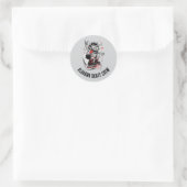 Sticker Rond Cartoon Monster Roller Skating (Sac)