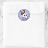 Sticker Rond Cartoon Rat Terrier / Toy Fox Terrier (Sac)