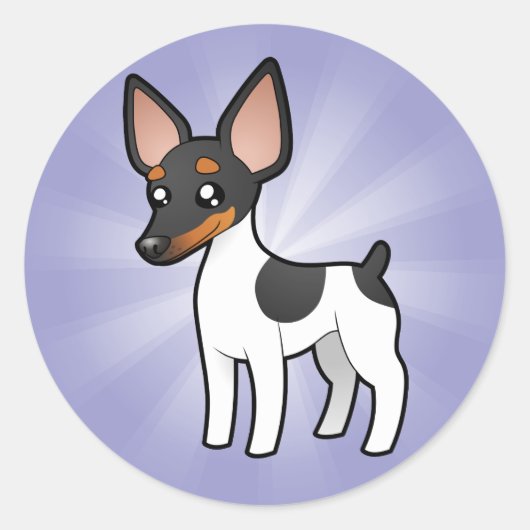 Sticker Rond Cartoon Rat Terrier / Toy Fox Terrier (Devant)