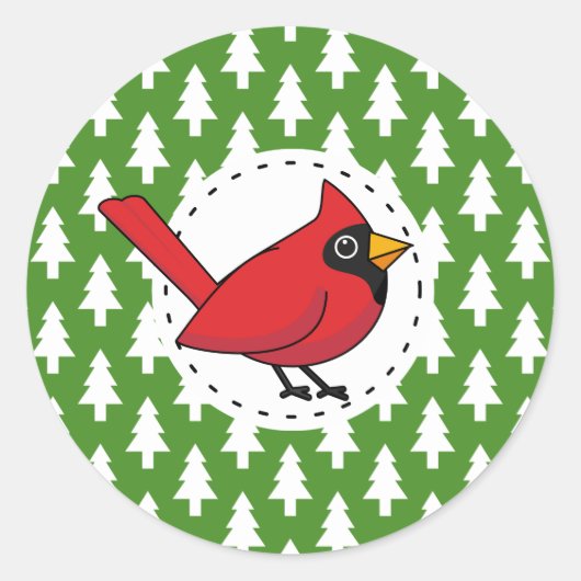 Sticker Rond Cartoon Red Cardinal (Devant)