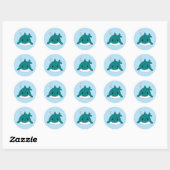 Sticker Rond Cartoon Requin Bleu Et Blanc (Feuille)
