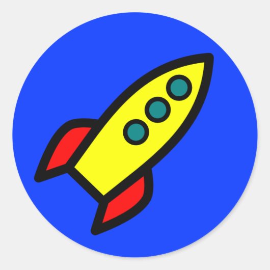 Sticker Rond Cartoon Rocket Ship (Devant)
