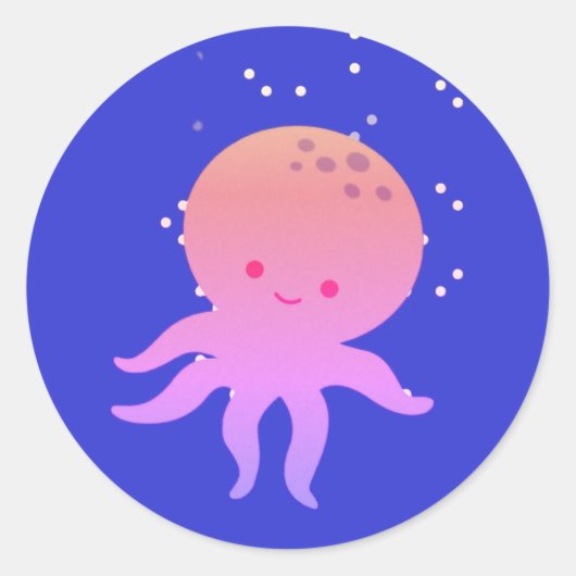 Sticker Rond Cartoon rose Bébé Octopus (Devant)