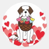 Sticker Rond Cartoon Saint Bernard avec corbeille (Devant)