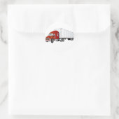 Sticker Rond Cartoon semi-camion rouge blanc remorque (Sac)