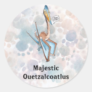 Sticker Rond Cartoon Silencieux Quetzalcoatlus Pterosaur