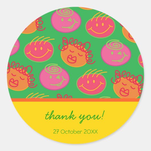 Sticker Rond Cartoon Silly Bubblegum Heads Cadeau / Favoriser S (Devant)