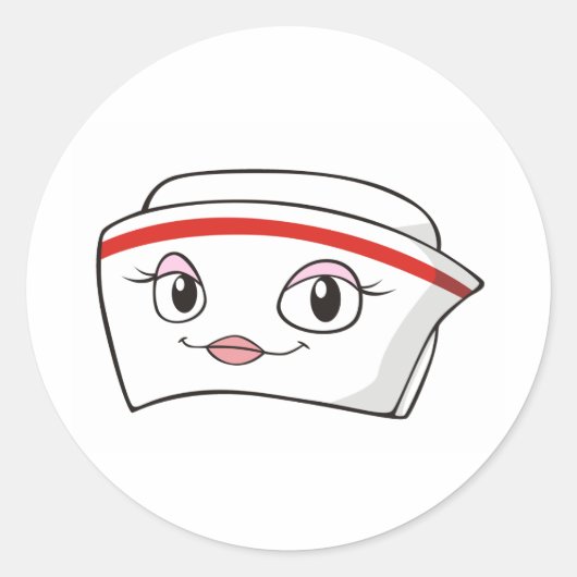 Sticker Rond Cartoon Smiling Nurse Casquettes (Devant)
