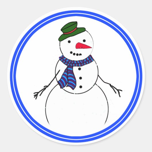 Sticker Rond Cartoon Snowman Petit Flirty Boy (Devant)
