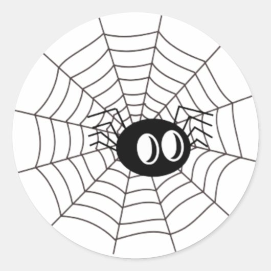 Sticker Rond Cartoon Spider mignon sur le Web (Devant)