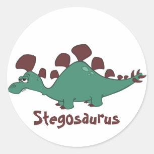 Sticker Rond Cartoon Stegosaurus