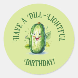 Sticker Rond Cartoon vert mignon Picket Anniversaire