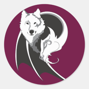 Sticker Rond Cartouches Wolf & Dragon