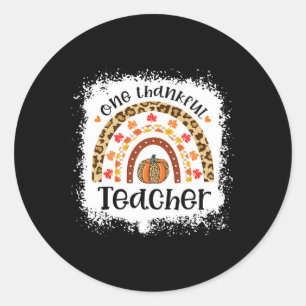 Sticker Rond Cas de Leopard Pumkin Rainbow One Thankful Teacher