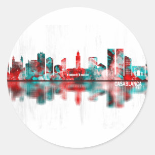 Sticker Rond Casablanca Maroc Skyline