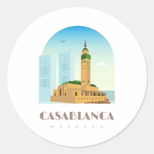 Sticker Rond Casablanca ville Maroc Skyline (Devant)