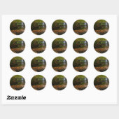 Sticker Rond Cascade automnale et Creek Pennsylvania Nature (Feuille)