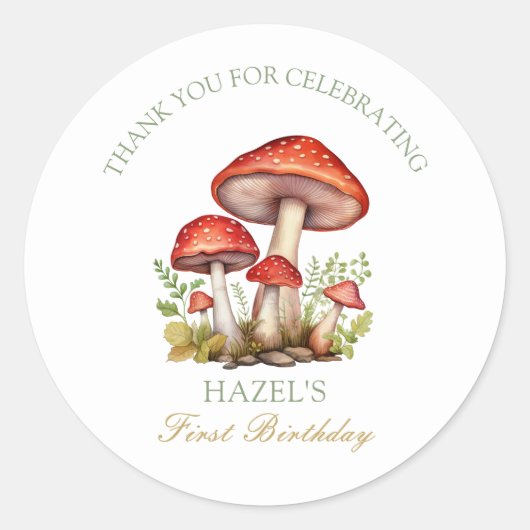 Sticker Rond Cascade de bois Champignon d'automne (Devant)