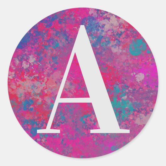 Sticker Rond Cascade de couleurs rouge, rose et blues (Devant)