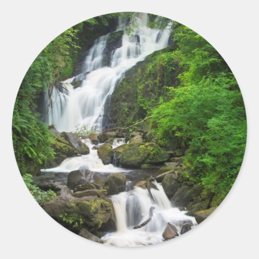 Sticker Rond Cascade de Torc paysage, Irlande (Devant)