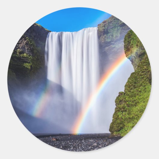 Sticker Rond Cascade et arc-en-ciel (Devant)