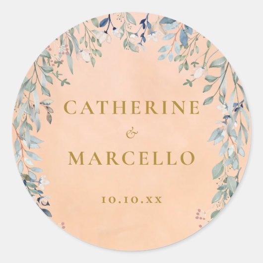 Sticker Rond Cascade Floral de Mariage Rustique (Devant)