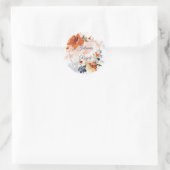 Sticker Rond Cascade orange et bleu mariage floral (Sac)