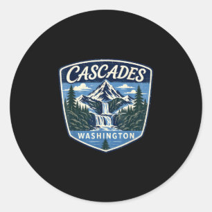 Sticker Rond Cascades chute d'eau montagne nature washington
