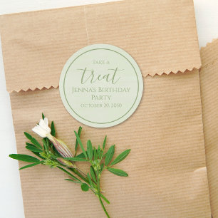 Sticker Rond Cascologie d'anniversaire verte simple aquarelle