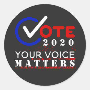 Sticker Rond Case à cocher Vote 2020 Votre voix compte