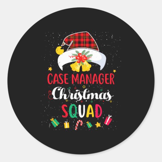 Sticker Rond Case Manager Christmas Squad Santa Hat Matching Pr (Devant)