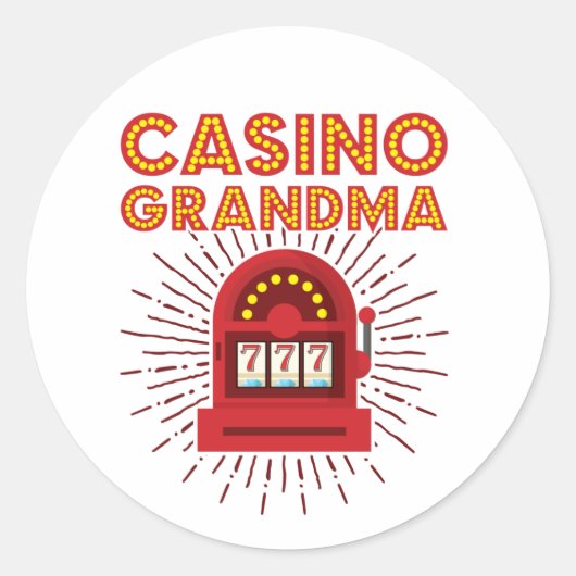 Sticker Rond Casino Grand-mère Machine à fente Jeu Grand-mère (Devant)